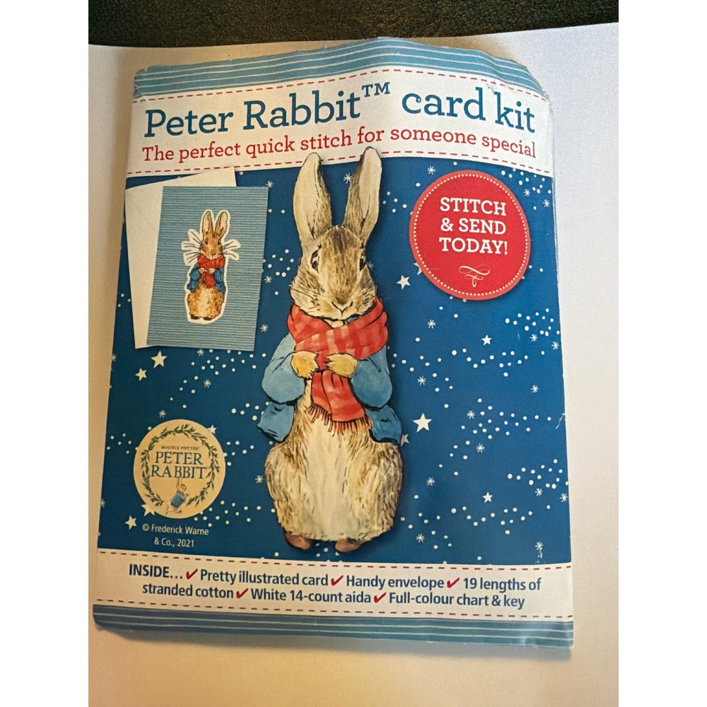 Peter Rabbit Cross‎ Stitch Card Kit Beatrix Potter Quick Stitch 14 Count Aida